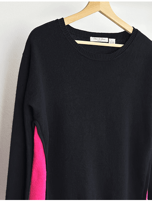 Chaleco cachemiranegro y fucsia 