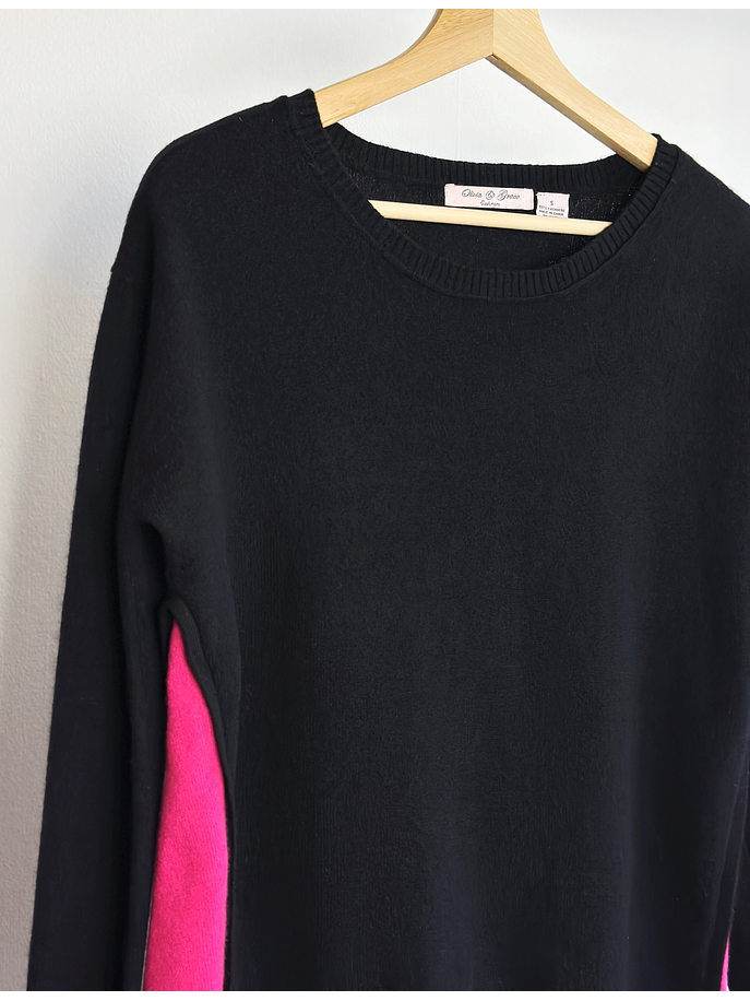 Chaleco cachemiranegro y fucsia  2