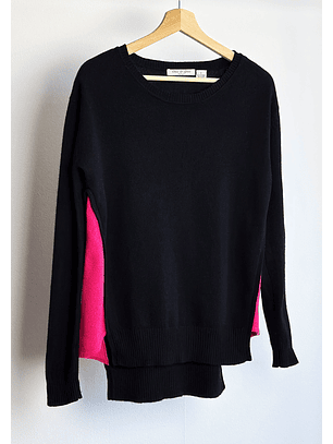 Chaleco cachemiranegro y fucsia 