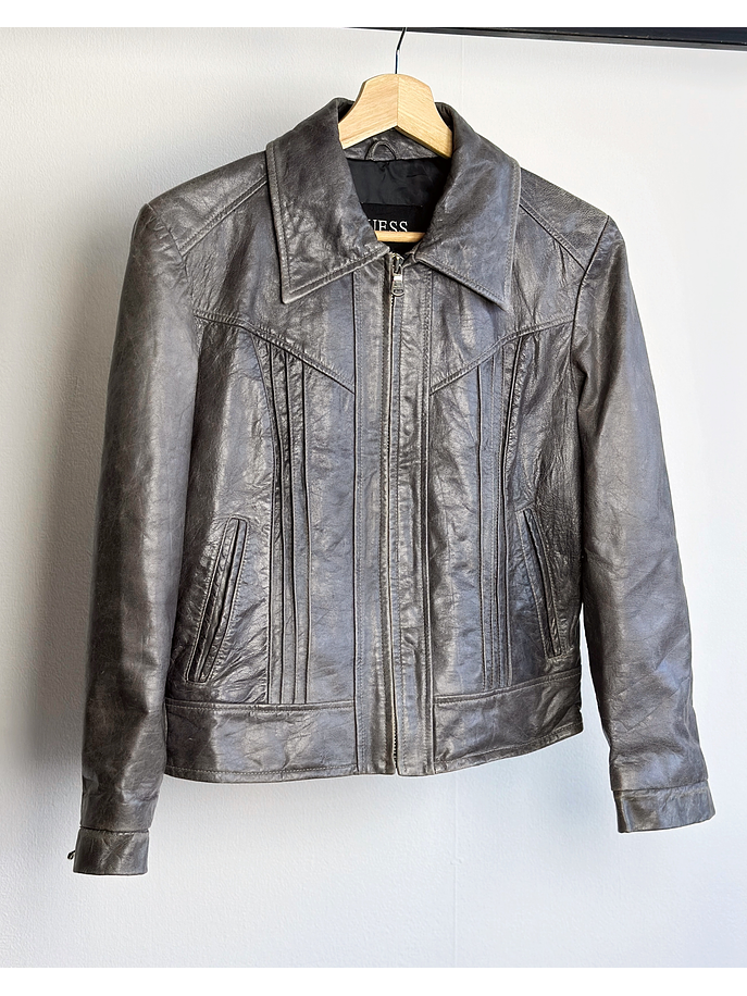 Chaqueta de cuero gris 1