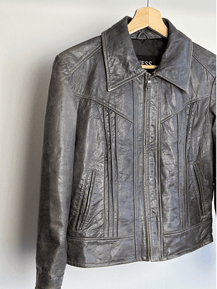 Chaqueta de cuero gris