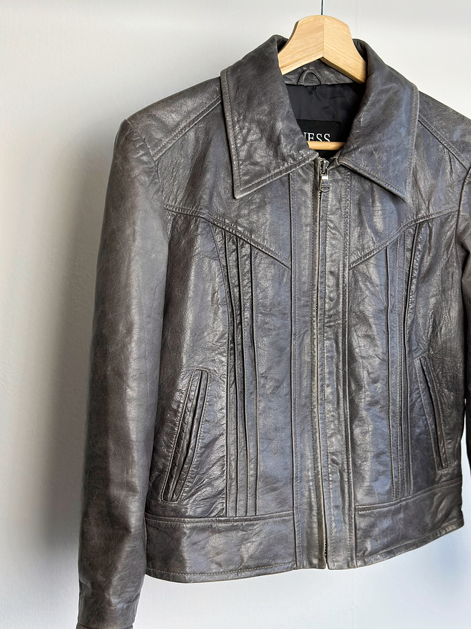 Chaqueta de cuero gris 2