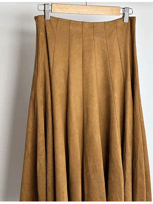 Falda café tipo gamuza