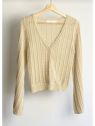 Chaleco beige calado