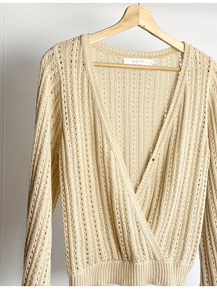 Chaleco beige calado