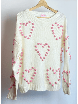 Chaleco crema corazones