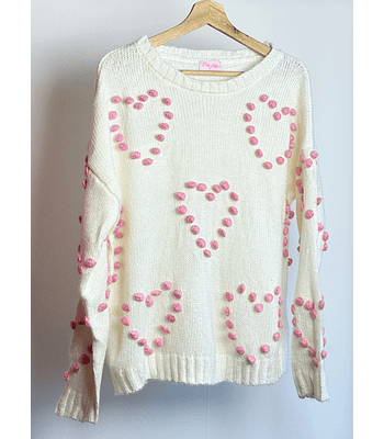 Chaleco crema corazones