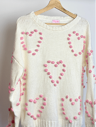 Chaleco crema corazones