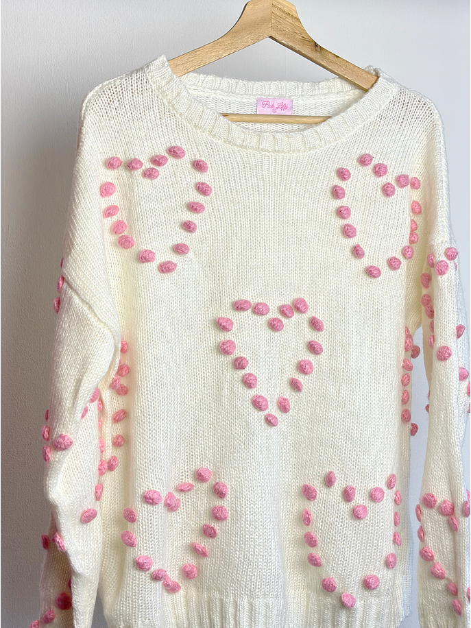 Chaleco crema corazones 2