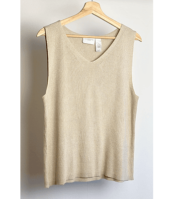 Top beige tejido