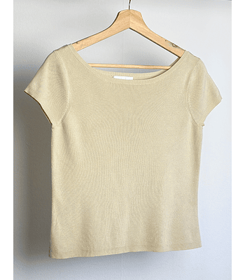 Polera de punto beige 