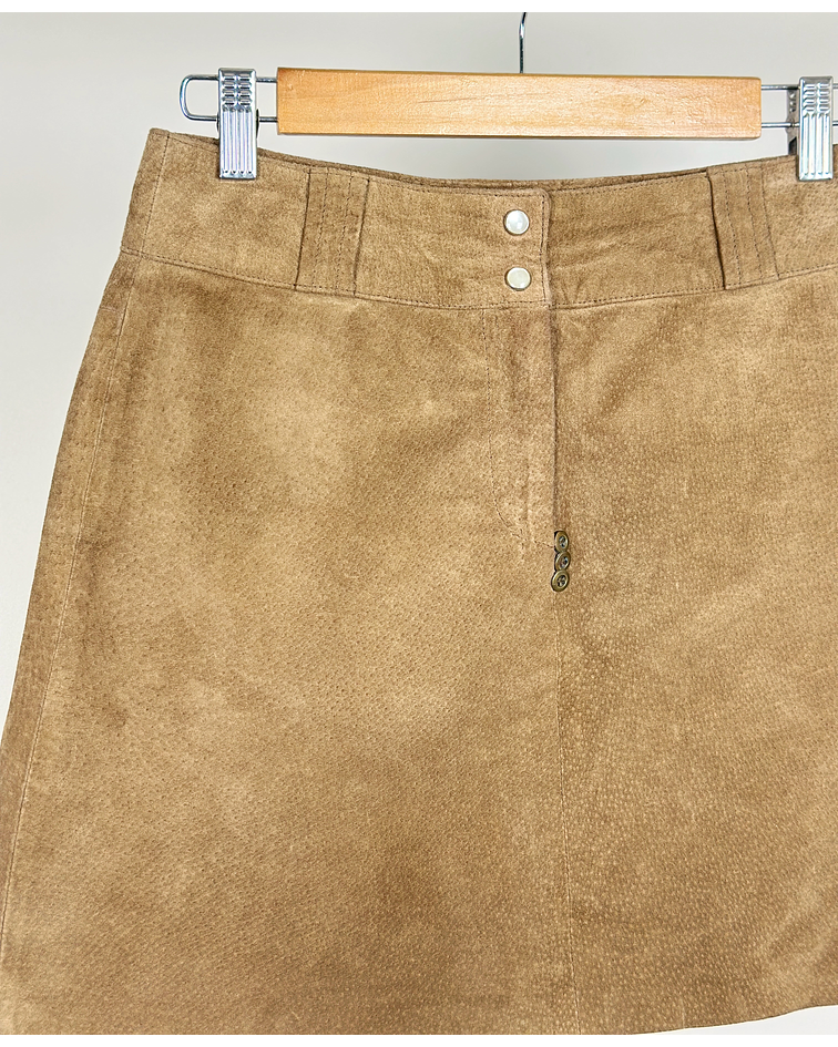 Falda de gamuza camel