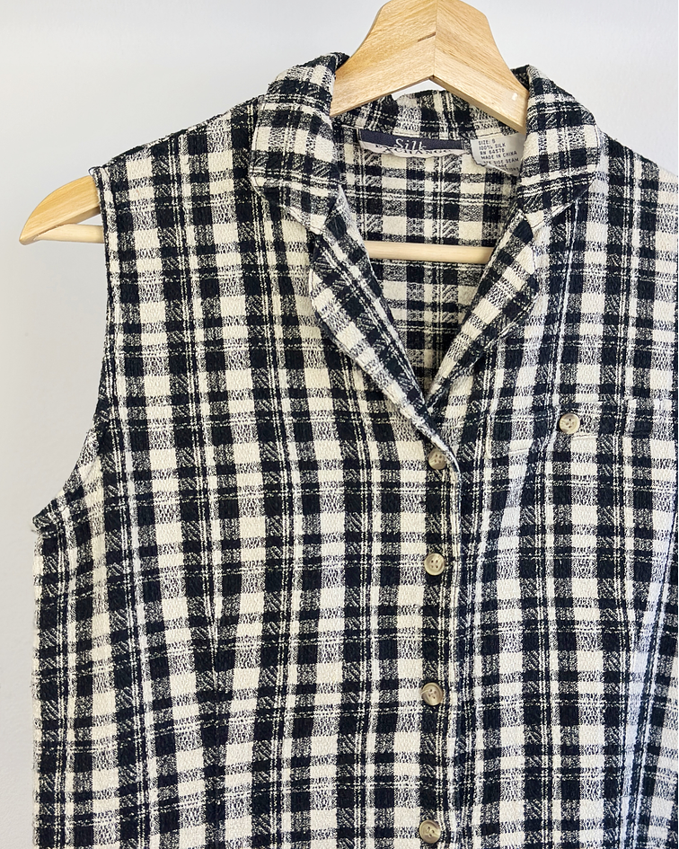 Camisa seda cuadrillé 