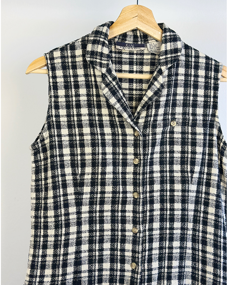 Camisa seda cuadrillé 