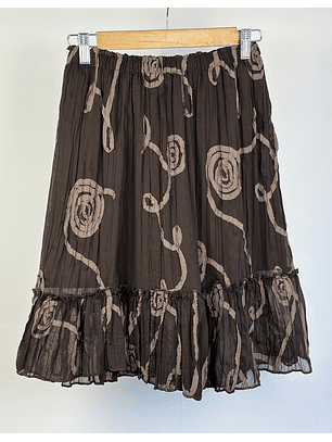 Falda café bordada