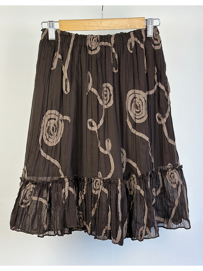 Falda café bordada 2