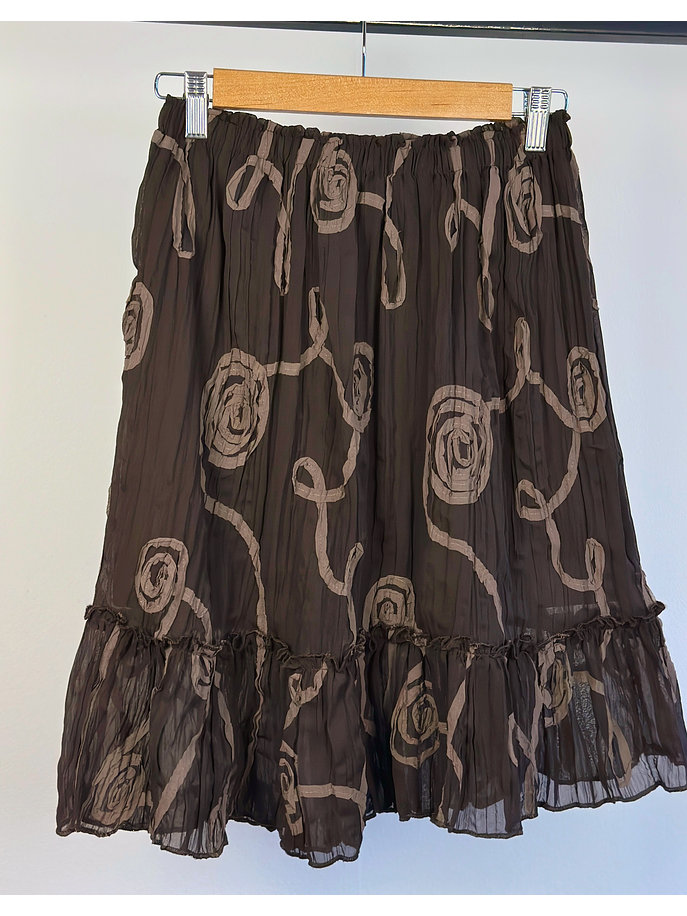 Falda café bordada 3