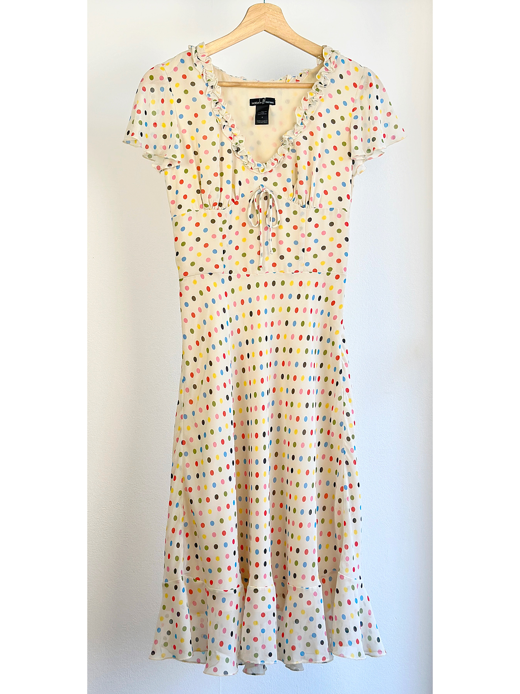 Vestido crema puntos  1