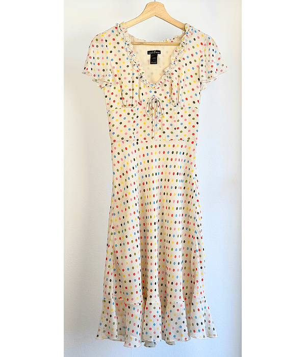 Vestido crema puntos 