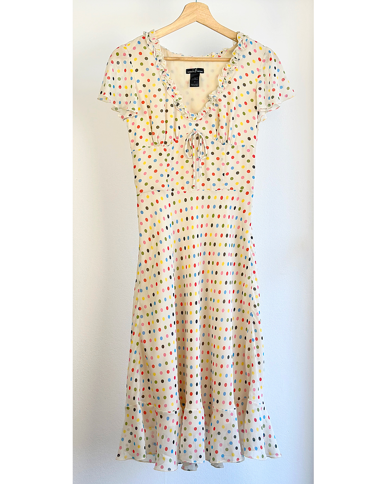 Vestido crema puntos 