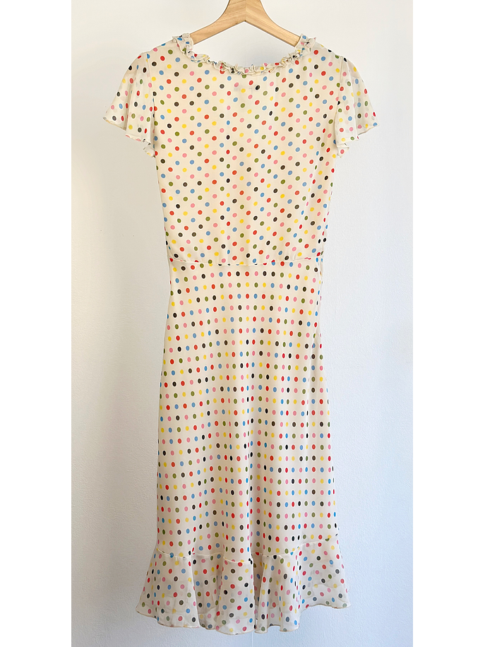 Vestido crema puntos  4