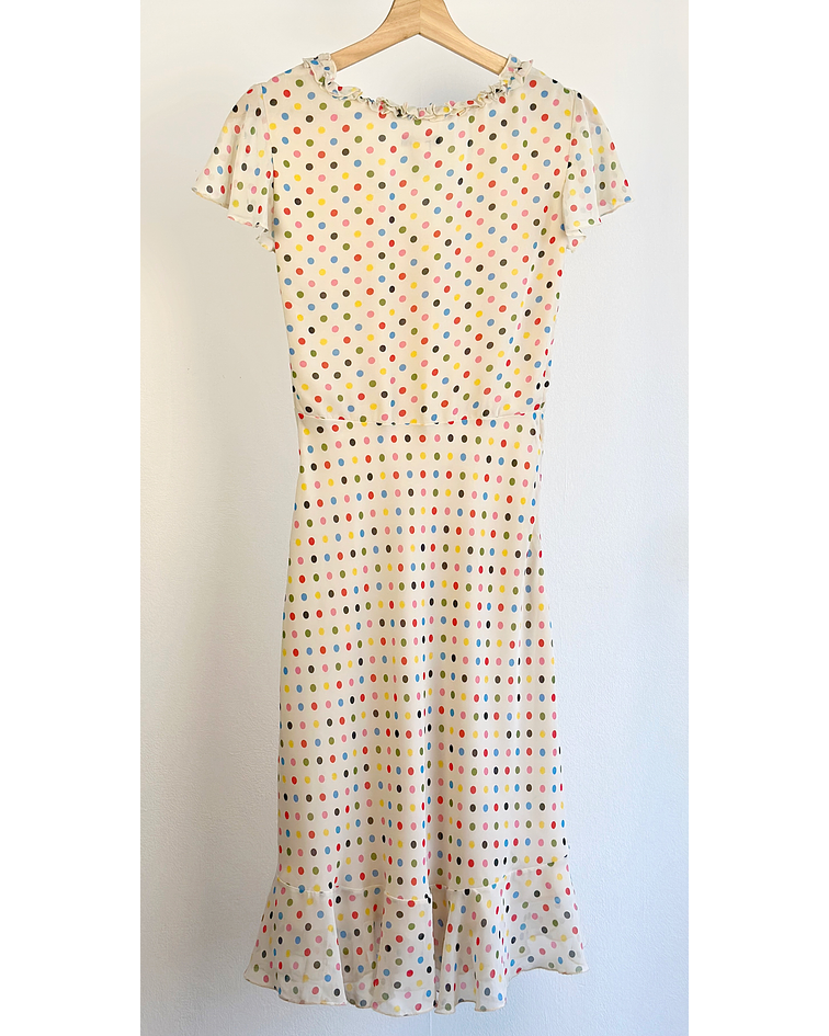 Vestido crema puntos 