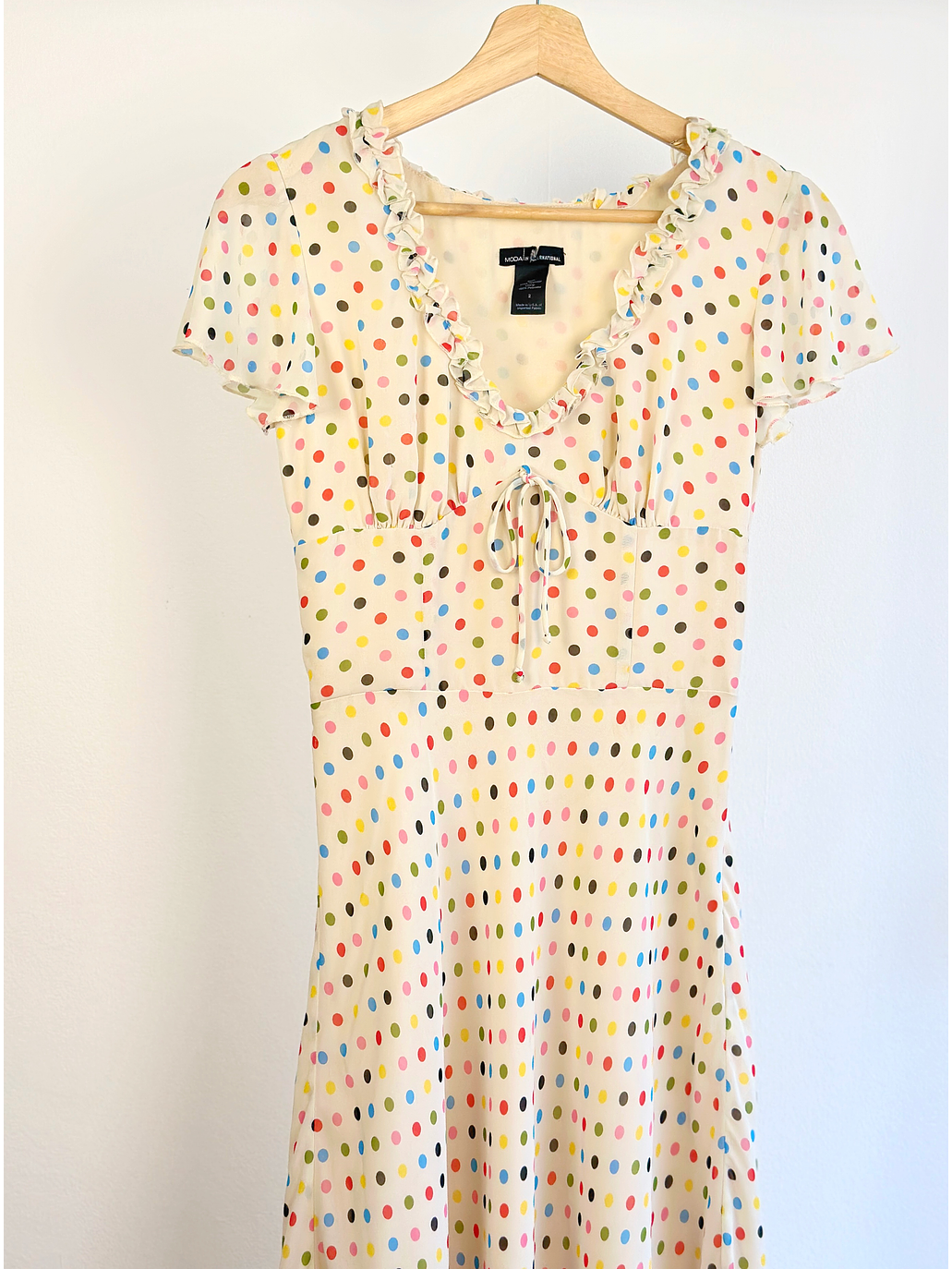 Vestido crema puntos  3