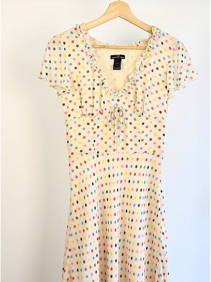 Vestido crema puntos  3