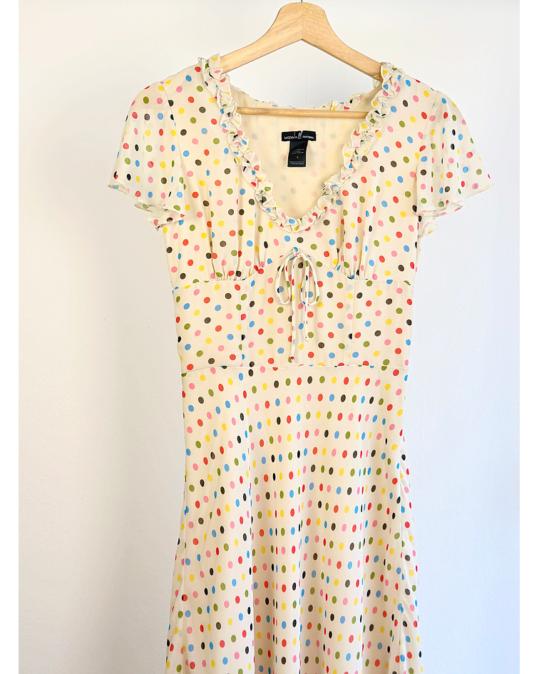 Vestido crema puntos 