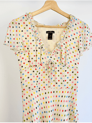 Vestido crema puntos 