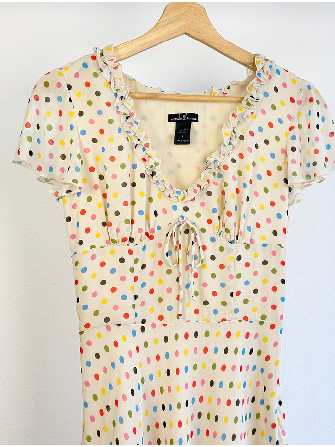 Vestido crema puntos  2