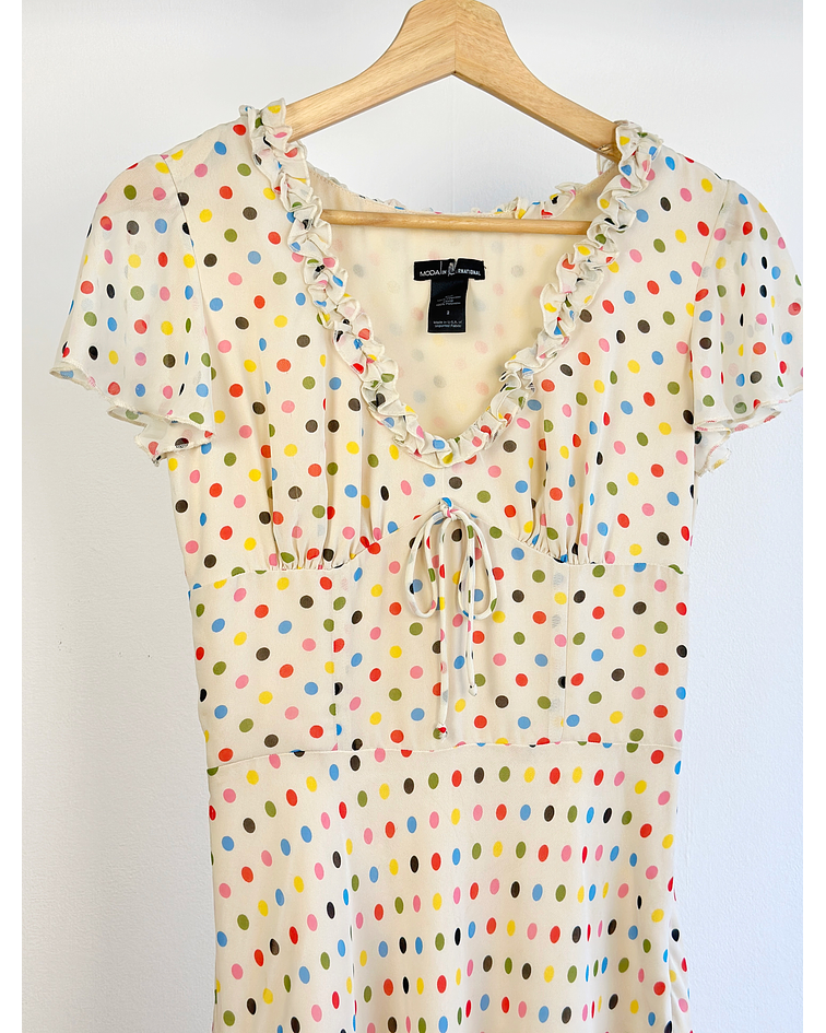 Vestido crema puntos 