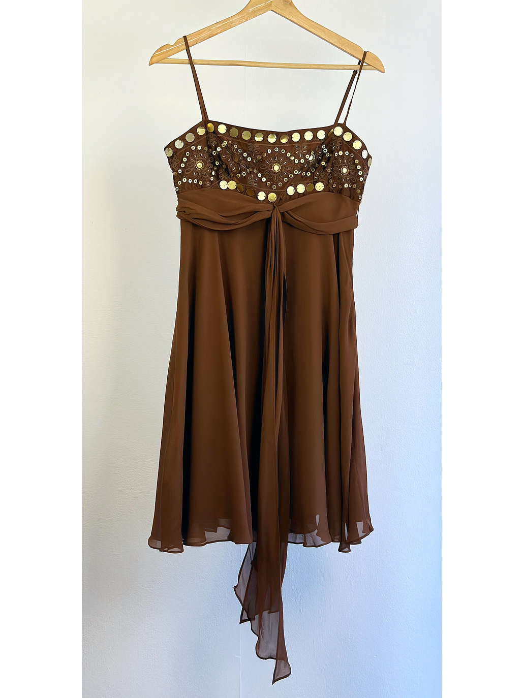 Vestido café de seda  1