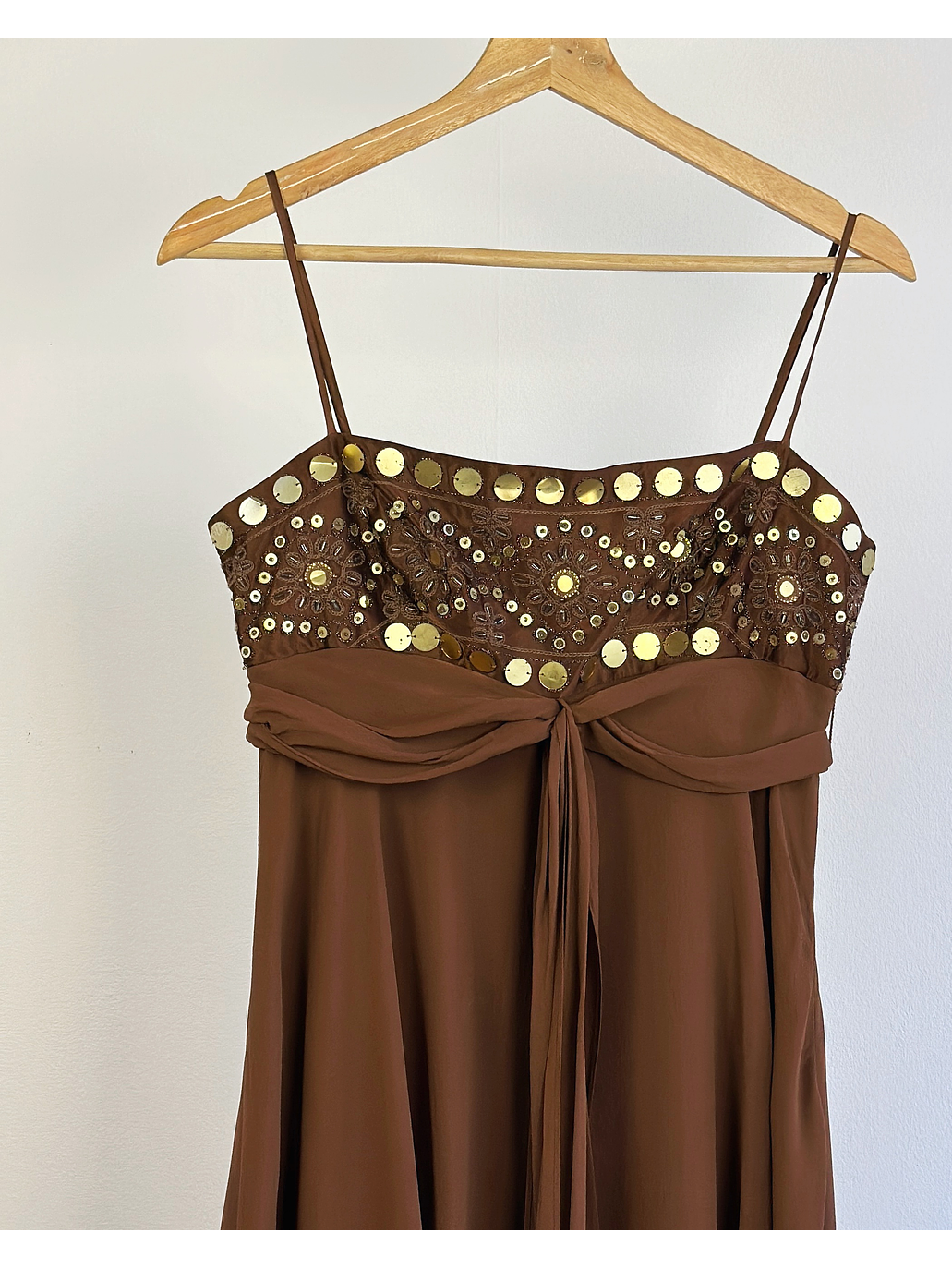 Vestido café de seda  2