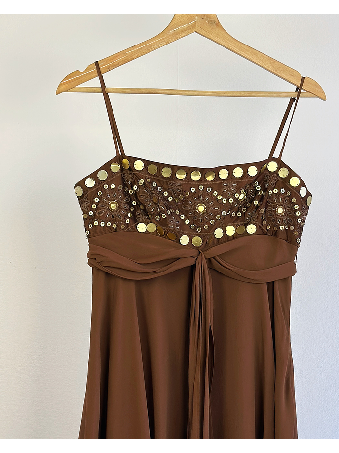 Vestido café de seda  2