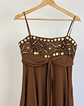 Vestido café de seda 