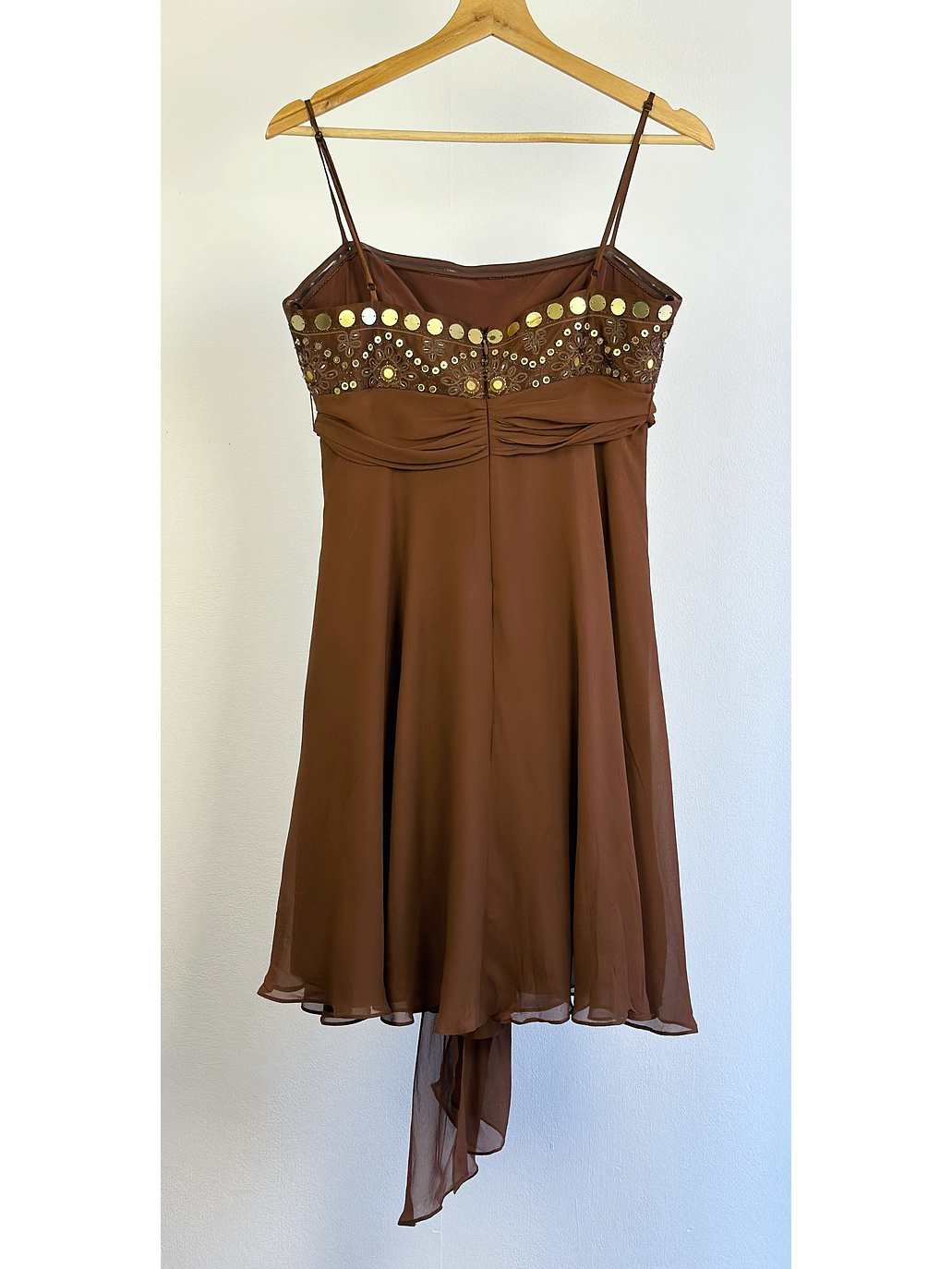 Vestido café de seda  5