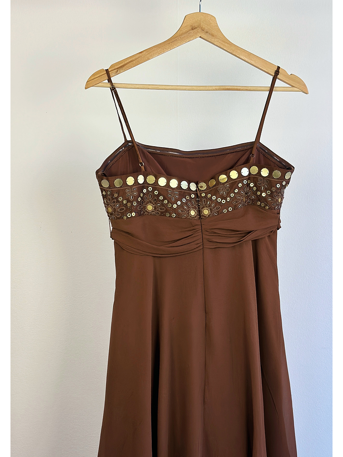 Vestido café de seda  6