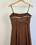 Vestido café de seda 