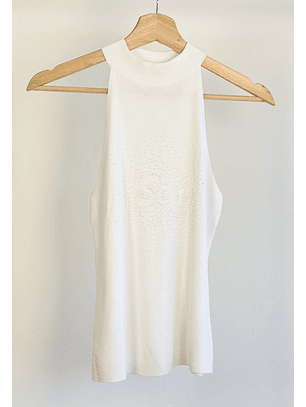 Top blanco bordado mostacillas