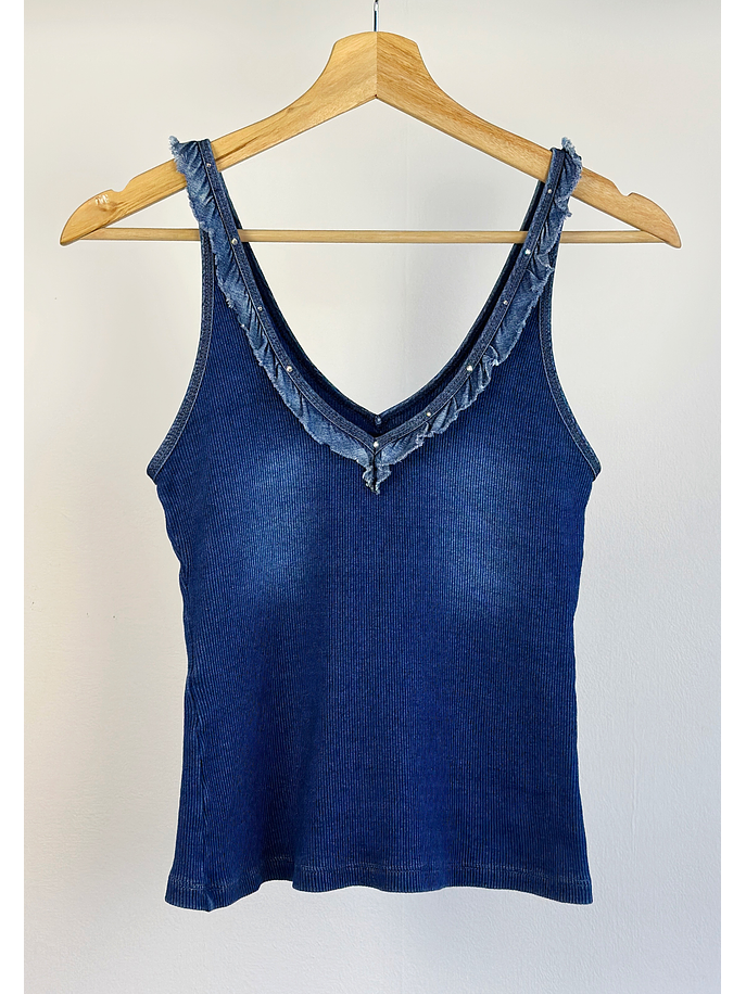 Top azul elasticado 4