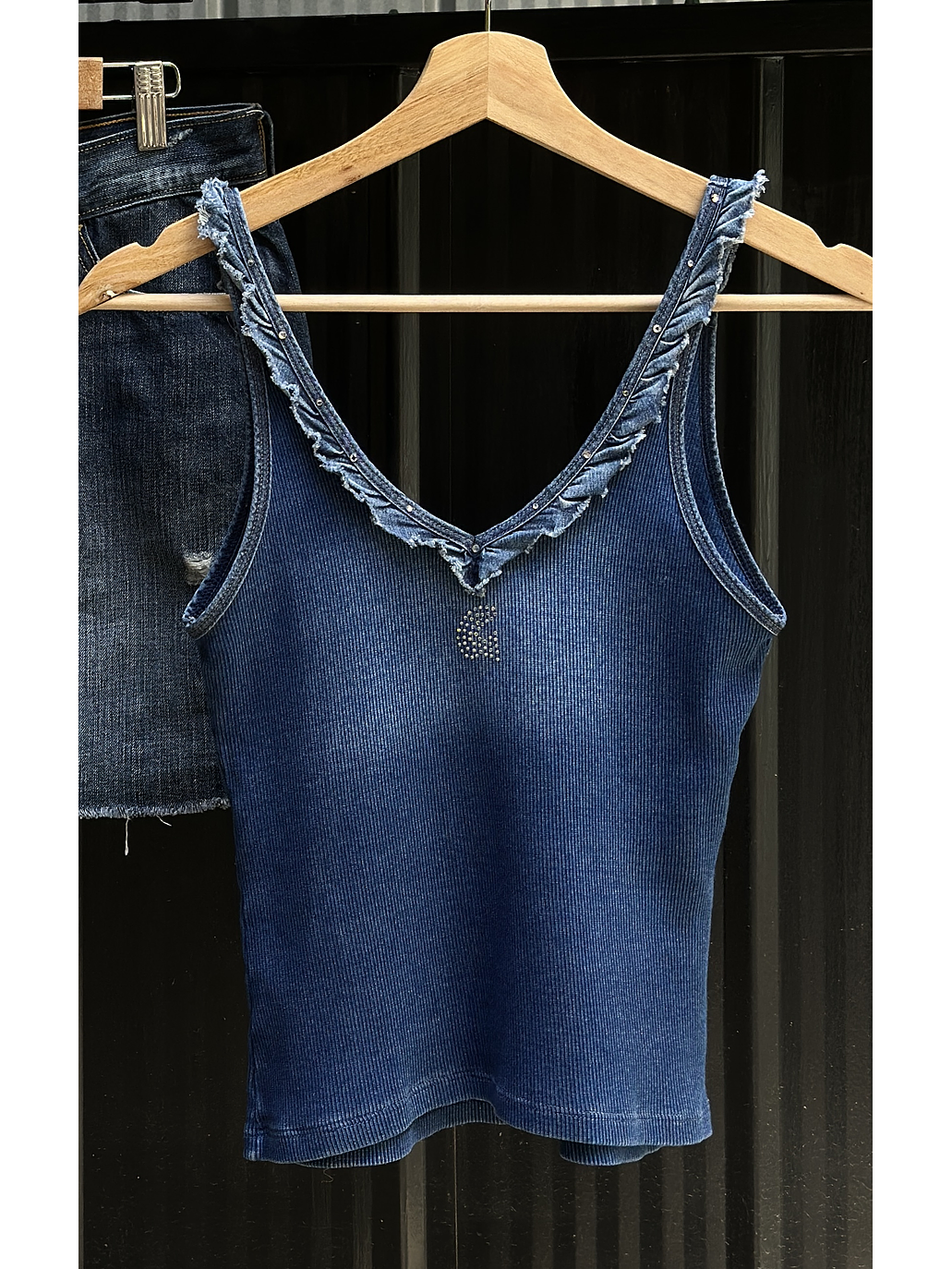 Top azul elasticado 1