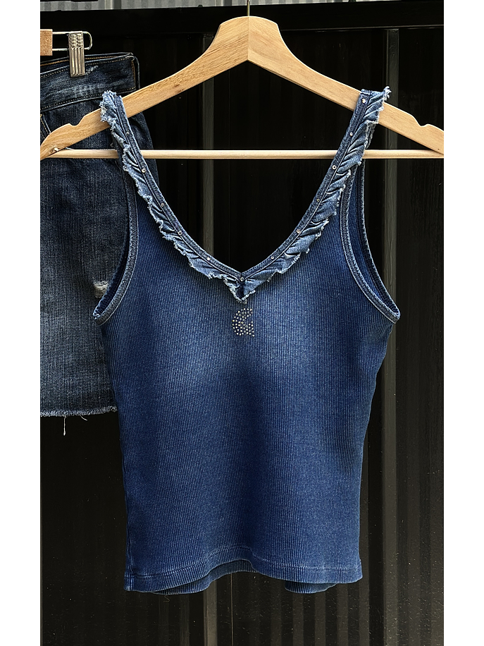 Top azul elasticado 1