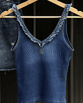 Top azul elasticado
