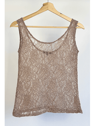 Top encaje beige