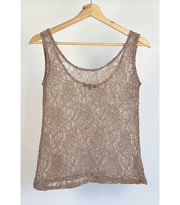 Top encaje beige
