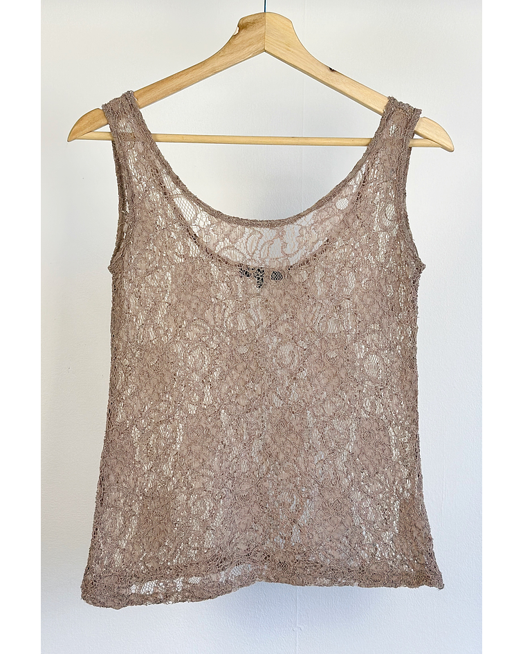 Top encaje beige