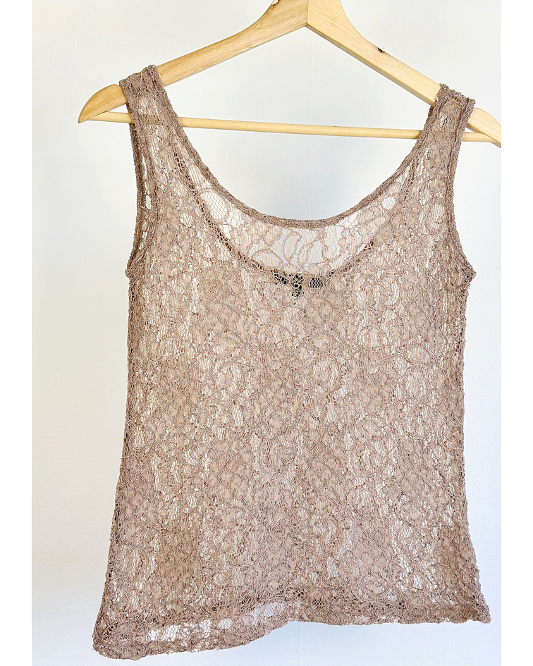 Top encaje beige