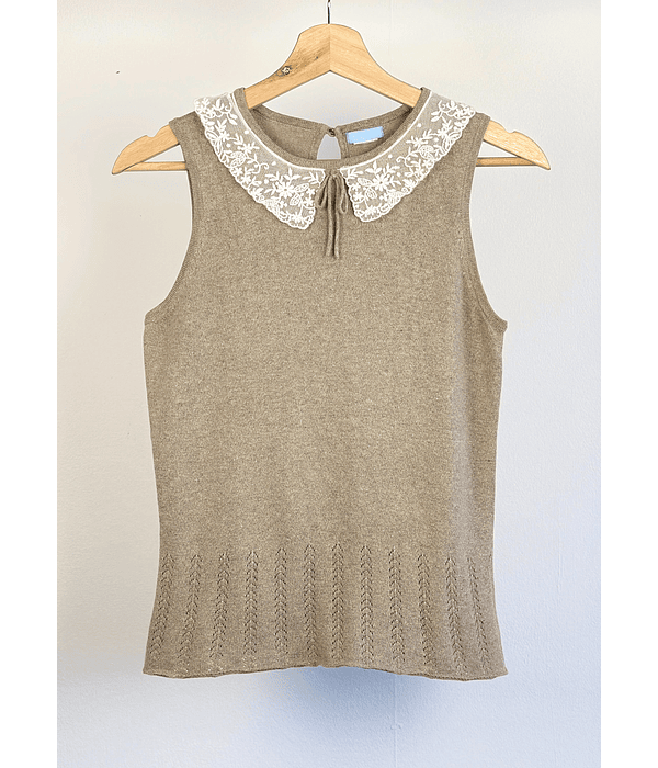 Top de punto beige
