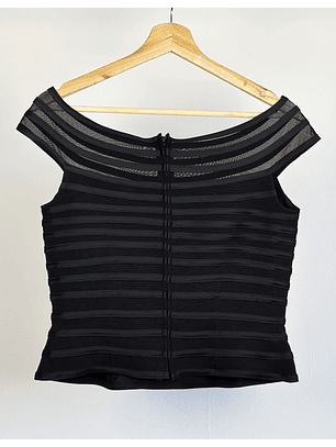 Top negro rayado